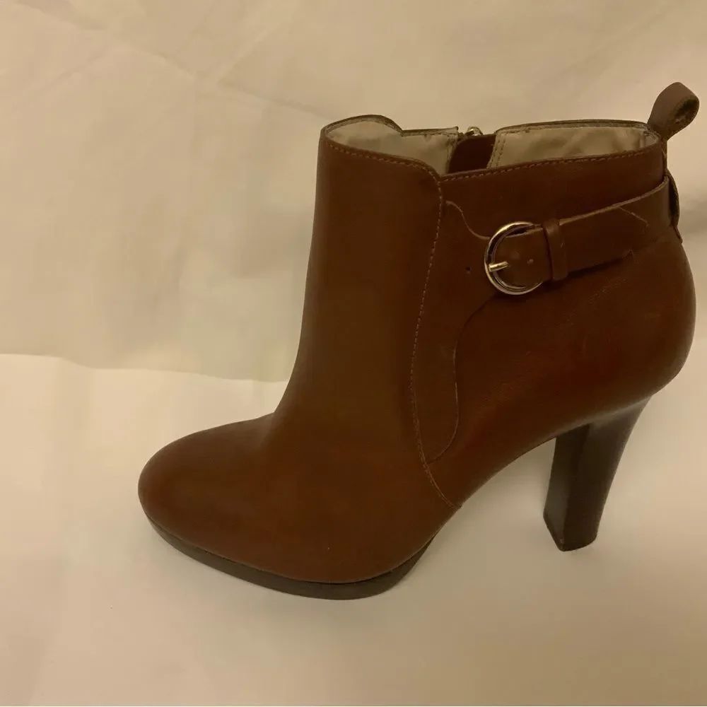 Neiman Marcus SPENCER Brazil BROWN LEATHER Heels BOOTIES Boots BUCKLE eur 38